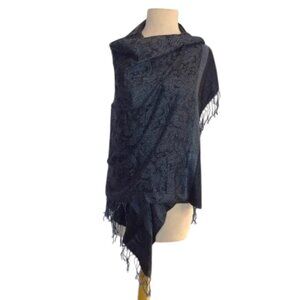 Charm's Wrap Shawl Scarf Navy Paisley Silky Soft